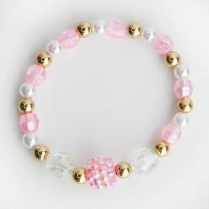Pink and Gold Beaded Bracelet
