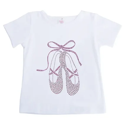 Lavender Studded Ballet Slippers On Short Sleeve Tee