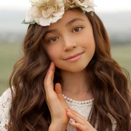 Kid's Orly Flower Crown in Cream