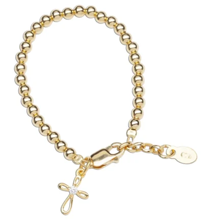 Kids 14K Gold-Plated Cross Bracelet Baby Girl Baptism Gift