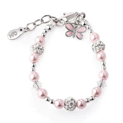 Girls Sterling Silver Pink Kids Butterfly Bracelet Toddlers