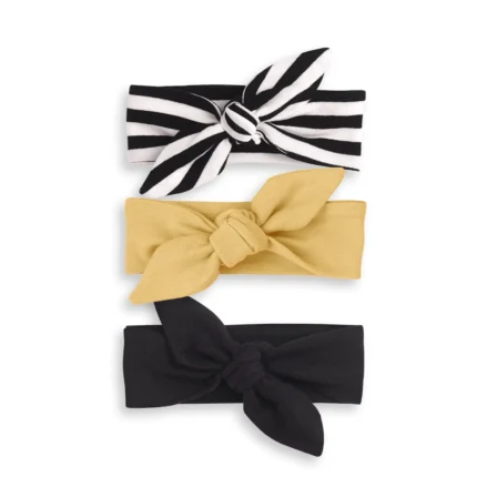 Baby Girl's Black, Gold & Striped Cotton Headbands